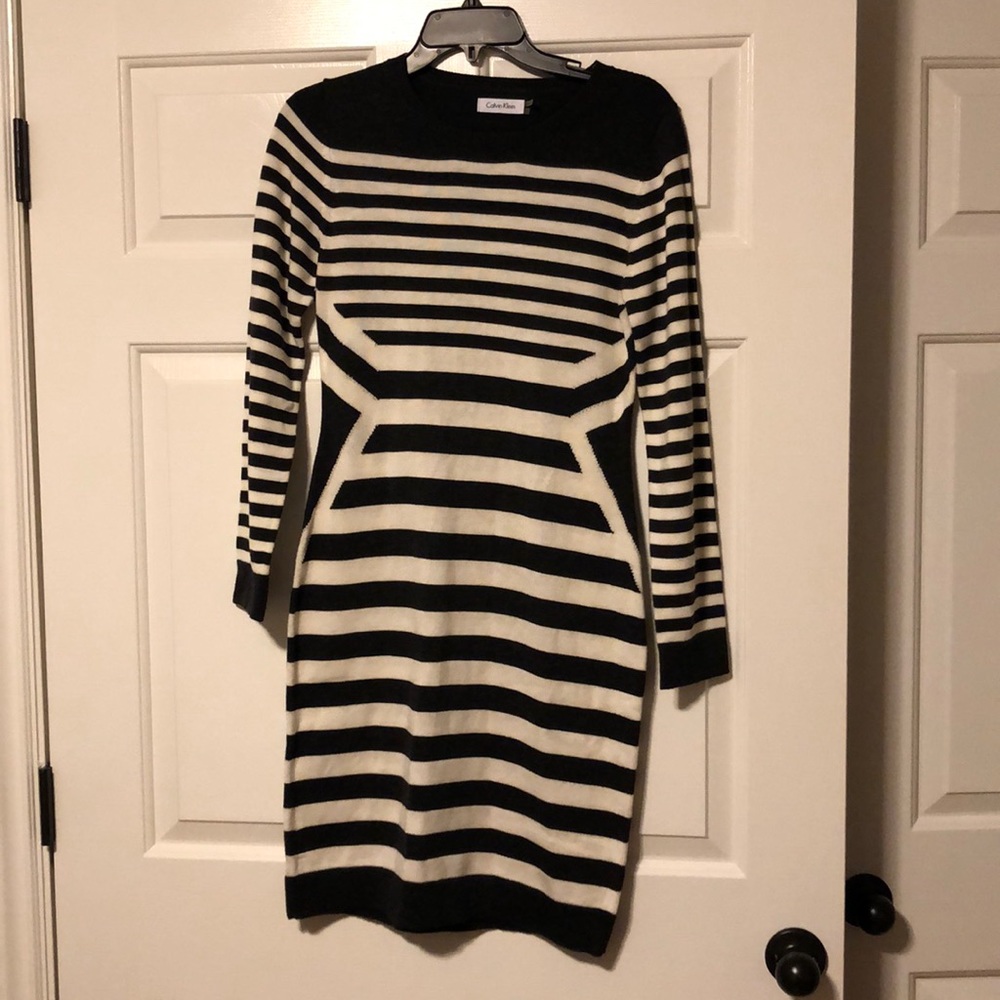 Calvin Klein Striped Sweater Dress